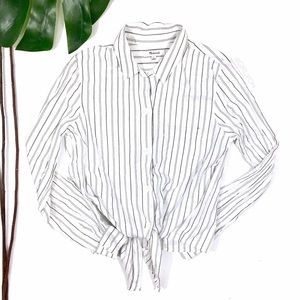 Madewell Darcy Stripe Front Tie Collared Shirt